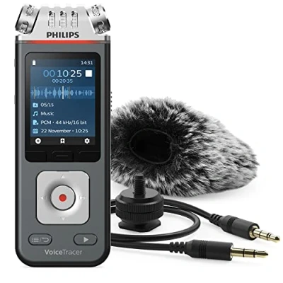 Abbildung von Philips DVT7110 Audiorecorder Digitales Diktiergerät (Hot Shoe Halterung, 96 kHz/24 bits, 8GB, Smartphone App Steuerung)