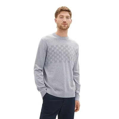 Abbildung von TOM TAILOR Herren 1038242 Cosy V Neck Strick Pullover, 12035 Grey Heather Melange, M