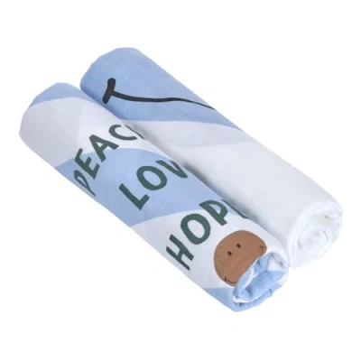 Abbildung von LÄSSIG Baby Puckdecke Spuckdecke Pucktuch Mulltuch 2er Set Baumwolle 120 x cm/Heavenly Soft Swaddle XL Happy Rascals Smile