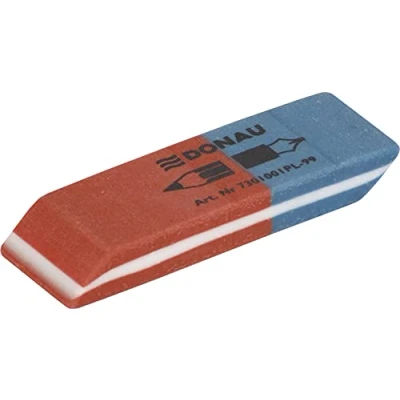 Abbildung von DONAU 7301001PL 99 Radiergummi / 40 Stück/Farbe: Blau/Rot/Radierer für Bleistifte und Kugelschreiber/aus Hochwertigem Kautschuk/Hergestellt Beideseitig Verwendbar/ 57 x 19 8 mm