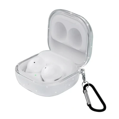 Abbildung von GIOPUEY Clear Hülle Kompatibel mit Samsung Galaxy Buds FE/Buds Pro/Buds Live/Buds 2/Buds 2 Pro, TPU Stoßfeste Schutzhülle, Ultradünn, Kein Geruch, Silikon Bling transparent