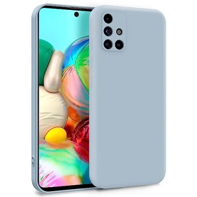 Abbildung von MyGadget Hülle für Samsung Galaxy A71 4G Zweilagige Handyhülle mit Kameraschutz Cover Innenfutter &amp; Silikon außen Hell Blau