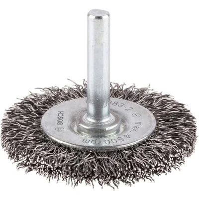 Abbildung von Bosch Professional 1x Scheibenbenbürste Gewellter Stahldraht (Eisenhaltige Metalle, Ø 50 x 0.3 mm, Schaft 6 Zubehör Bohrmaschinen)