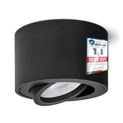 Abbildung von linovum LED Aufbaustrahler Aufbauleuchte SMOL schwenkbar in schwarz matt &amp; rund mit 4W, Leuchtmittel inklusive