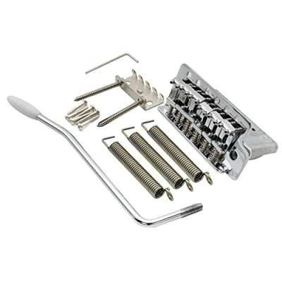 Abbildung von Musiclily Pro 52,5mm Vintage 6 Schrauben Tremolo Steg Bridge 36mm Kurzer Block für Squier Strat Style E Gitarre, Chrom