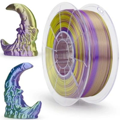 Abbildung von ZIRO Seide PLA Filament Triple Color Coextrusion Silk 3D Printer 1.75mm for &amp; Pen, Multicolor Filament, 1kg(2.2lbs), Grün Blau Lila Farbe