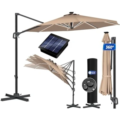 Abbildung von KESSER Ampelschirm, Sonnenschirm Ampelschirm SUN Rund XL Ø330 cm inkl. Abdeckung