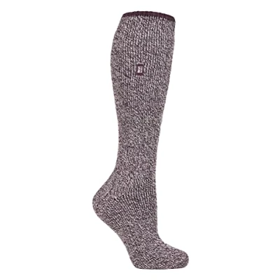 Abbildung von HEAT HOLDERS Damen Merinowolle Socken Lang Warm Thermo Wollsocken Kniestrümpfe Merino für Winter (37 42, Wein)