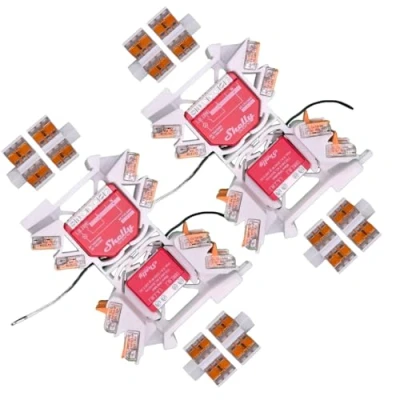 Abbildung von 4 Stück Printtastisch Shelly Hutschienenhalter + 8x2 Erweiterungen für 29 Relais: Plus 1, 1 Mini Gen3, 1PM, 1PM 2PM, 2.5, RGBW 2, PM, i4, Dimmer Hutschiene