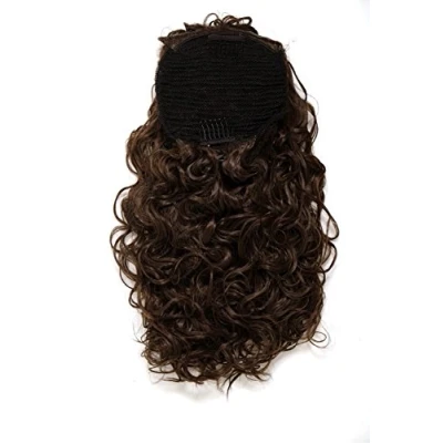 Abbildung von WIG ME UP NC002 6 Haarteil Pferdeschwanz Zopf 2 Klammern &amp; Gummizug super Volumen Locken Mittelbraun ca. 45 cm
