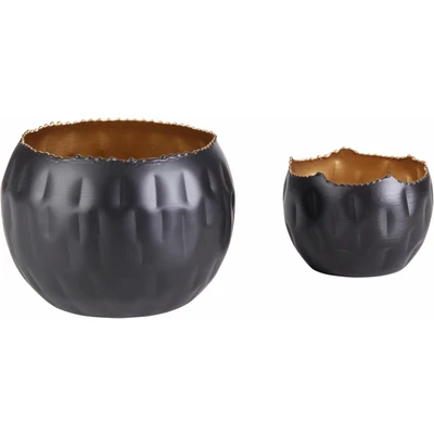 Abbildung von Home affaire Teelichthalter &quot;black&amp;gold&quot;, (Set, 2 St.)