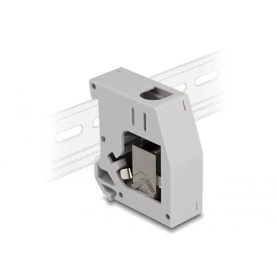 Abbildung von Delock Hutschienenadapter mit Keystone Modul RJ45 Buchse zu Cat.6A