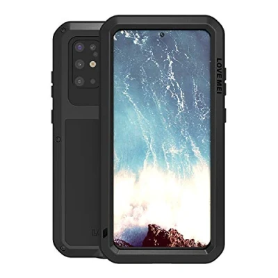Abbildung von LOVE MEI für Samsung Galaxy S20 Plus Metall Hülle,Heavy Duty Rüstung Tank Bumper Robust Aluminium Stoßfest/Staubdicht/Anti Drop Ganzkörper Schutz Fall Cover mit gehärtetem Glas (Schwarz)