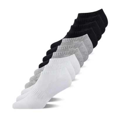 Abbildung von YouShow Unisex Sneaker Socken 10 Paar Bio Baumwolle Atmungsaktives Kurze Sportsocken Halbsocken Schwarz Weiß Grau 39 42