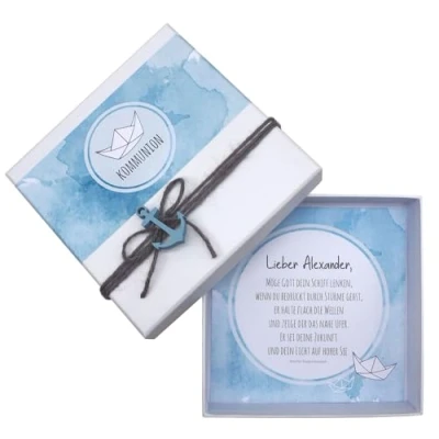 Abbildung von ZauberDeko Geldgeschenk Verpackung Personalisiertes Geschenk Boot Blau Kommunion Konfirmation Taufe