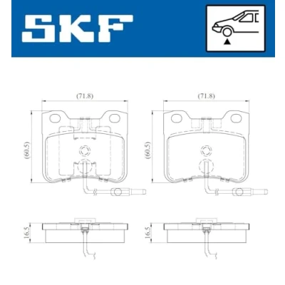 Abbildung von SKF VKBP 81052 E Bremsbelagsatz inkl. Verschleißwarnkontakt PEUGEOT: 106 II Schrägheck, I Kasten / Schrägheck