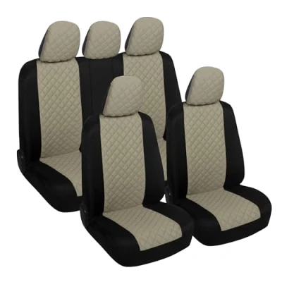 Abbildung von Susy Shop universelle Autositzbezüge, vorne und hinten, Passform, einfache Montage (A23 Komplett Set, Beige)