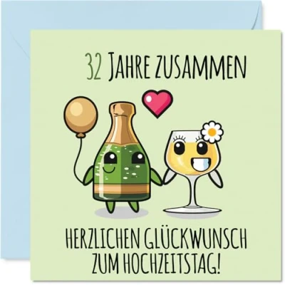 Abbildung von Stuff4 32. Hochzeitstag Karte Liebe 32 Jahre Zusammen Jahrestag Geschenke für Freunde Familie vom Freundinnen Kollegen, 145mm Glückwunschkarten