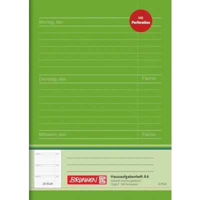 Abbildung von Brunnen 1046910 Hausaufgabenheft (A6, 24 Blatt, grün, perforierte Blätter)