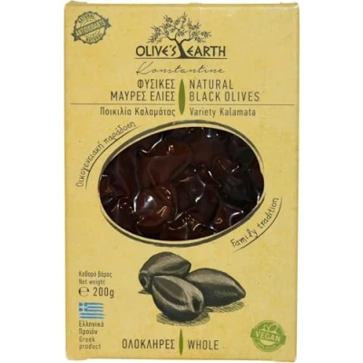 Abbildung von Olive&#039;s Earth Griechische Schwarze Kalamata Oliven, 4er Pack x 200g, (Insgesamt: 800g)