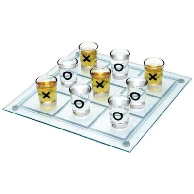 Abbildung von Out of the Blue 79/3967 Glas Trinkspiel, Tic Tac Toe, mit 9 Gläsern, Spielfeld ca. 13 x cm