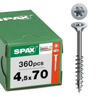 Abbildung von SPAX Universalschraube, 4,5 x 70 mm, 360 Stück, Teilgewinde, Senkkopf, T STAR plus T20, 4CUT, WIROX A9J 8000000276927