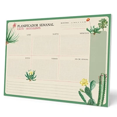 Abbildung von Grupo Erik Wochenplaner Tischkalender Block A4 Botanical Tischplaner ohne festes Datum Spanisch Schreibunterlage auf