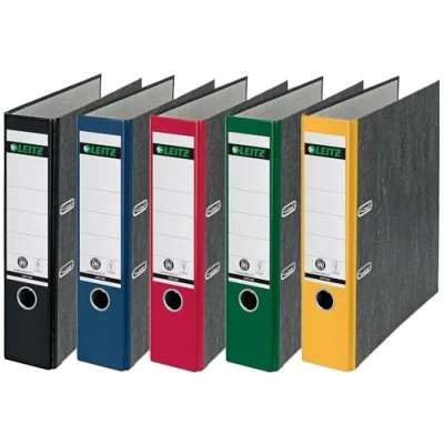Abbildung von Leitz Qualitäts Ordner, das Original, DIN A4 Aktenordner 8 cm breit, Wolkenmarmor Papier, Recycling Blauer Engel, Mit 180 Mechanik, Höchste Stabilität (Breit, Sortiert, 5 Stück)
