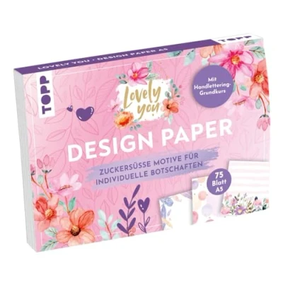 Abbildung von Design Paper A5 Lovely You. Mit Handlettering Grundkurs. 75 Motivpapiere (DIN A5, 220 g/m²), in 25 Designs, 16 Seiten Grundkurs, Softcover