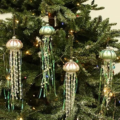 Abbildung von Christmas Jellyfish Baubles Tree Decorations Pendant Ornaments Hanging Glass Decorative for Party Wedding