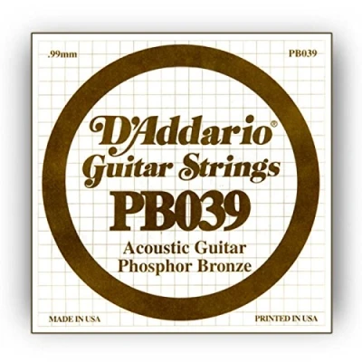 Abbildung von D&#039;Addario PB039 Phosphor Bronze Einzelsaite für Gitarren 0,10 cm (0,039 Zoll)