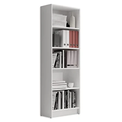 Abbildung von LILLY Regal Weiß Modernes Bücherregal mit 5 offenen Fächern Vielseitiges Büro Aktenregal Standregal viel Stauraum 60 x 172 28 cm (B/H/T)