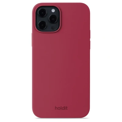 Abbildung von Apple iPhone 12 Pro Hülle Silikon Holdit Hard Case/Backcover Handyhülle Dunkelrot