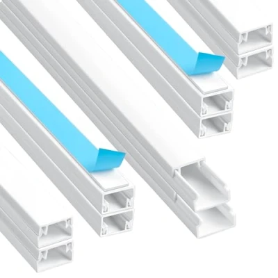 Abbildung von AiQInu Kabelkanal Weiß Selbstklebend(0.4m*15mm*10mm), 10 Stück mit Schaumstoffband bereit, Montage an der Wand für Kabelmanagement Kabelkanal, Kabelführung