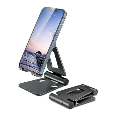 Abbildung von Desire2 Anywhere Klappbarer Handyhalter, Faltbarer Handyhalter und Tablet Ständer, Heimbüro Schreibtischzubehör, passend für die meisten Smartphones Tablets, Multi Winkel Verstellbarer