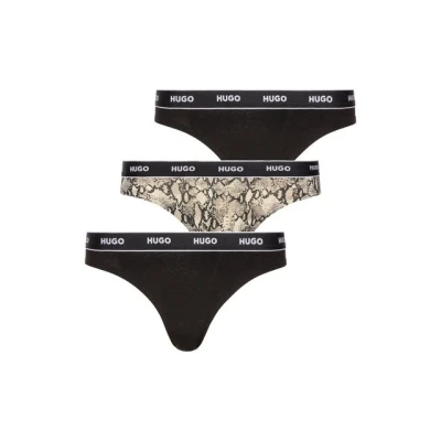 Abbildung von HUGO Thong Design 3 PACK String, Damen, Größe: Small, Black/beige