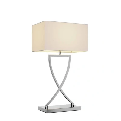 Abbildung von Lucande Tischleuchte Evaine, chrom/weiß, Metall, 66 cm, E27
