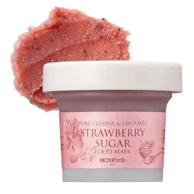 Abbildung von SKIN FOOD since 1957 Maske Erdbeerzucker 120g Gesichtsporenreiniger, feuchtigkeitsspendende &amp; nährende Körperhaut Gesichtsmasken mit BHA Poren und Talgreinigungspeeling (4,23 oz) abwaschen