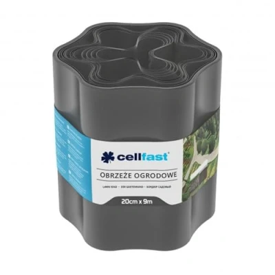 Abbildung von Cellfast Rasenkante Gewellt Gartenzaun Beeteinfasung Mähkante Garten Palisade Wurzelsperre Kunststoff Graphit 20cm x 9m