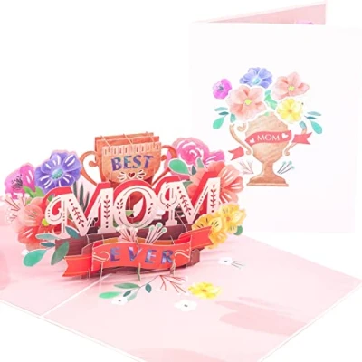 Abbildung von PopLife 3D Pop Up Karte mit der Aufschrift Best Mom Ever, Muttertagskarte, Geburtstag, Glückwünsche, Genesung, für Mutter, Ehefrau, Schwester, Oma, Stiefmutter, Schwiegermutter