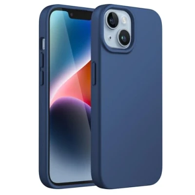 Abbildung von JETech Silikon Hülle für iPhone 14 6,1 Zoll, Ganzkörper Handyhülle mit Seidig Weicher Berühren, Stoßfest Schutzhülle Mikrofaser Futter (Kobaltblau)