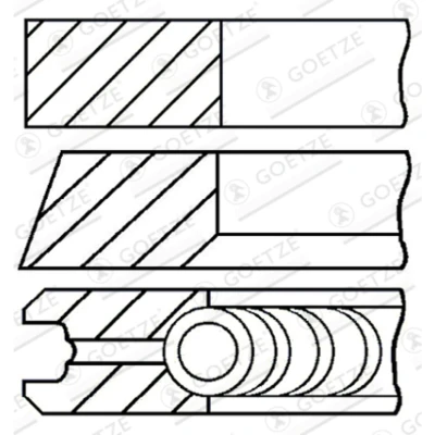 Abbildung von GOETZE ENGINE 08 432900 00 Kolbenringsatz 79,5 LKZ Ring VOLKSWAGEN: GOLF 6, Passat B6 Variant, Polo V Schrägheck, SKODA: Roomster