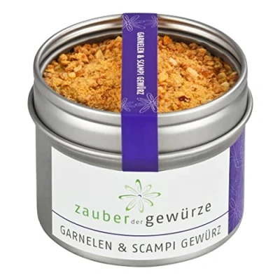 Abbildung von Zauber der Gewürze Garnelen und Scampi Gewürz, Garnelengewürz, auch lecker als Fischgewürz Gewürzmischung für Meeresfrüchte, Premium Qualität in wiederverschließbarer Aroma Dose, 75 g