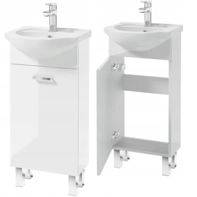 Abbildung von Deftrans Domodomo Badezimmerschrank mit Waschbecken, 38 x 84 20 cm weißer stehend Waschbeckenschrank, kleine waschbecken unterschrank gäste wc