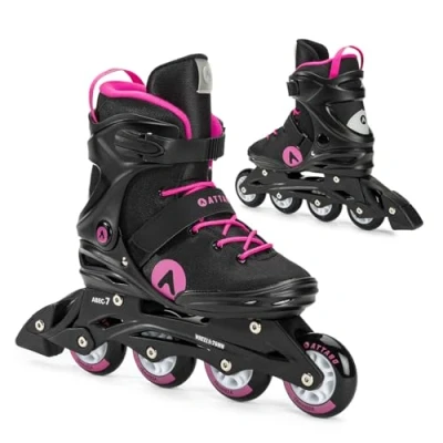 Abbildung von ATTABO Damen Cyclone Fitness Inliner Gr. 36 EU halbharte TPR‑Schale, ABEC‑7 Lager &amp; PU‑82A Räder Ø76/80 mm, Triple‑Verschluss, TPR‑Bremse, Komfort, Stabilität, Schwarz/Pink