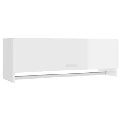Abbildung von vidaXL Kleiderschrank Kleiderstange Wandgarderobe Schlafzimmer Hängeschrank Wandschrank Garderobenschrank Garderobe Hochglanz Weiß 100x32,5x35cm Holzwerkstoff