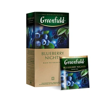 Abbildung von Greenfield Blueberry Nights, Aromatisierter Schwarzer Tee 25 Teebeutel (25 x 1,5g), 37,5g [3 Stück]