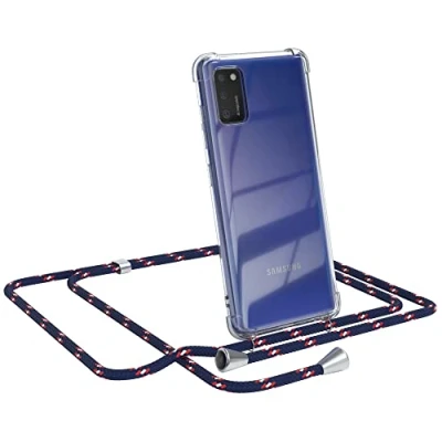 Abbildung von EAZY CASE Handykette kompatibel mit Samsung Galaxy A41 Handyhülle Umhängeband, Handykordel Schutzhülle, Silikonhülle, Hülle Band, Stylische Kette für Smartphone, Navy Camouflage