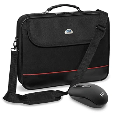 Abbildung von PEDEA Laptoptasche Trendline Notebook Tasche bis 18,4 Zoll (46,7cm) inkl. schnurloser Maus I Umhängetasche mit Schultergurt Laptoptach für Damen &amp; Herren, schwarz