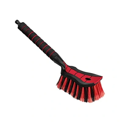 Abbildung von ToM PaR Auto Waschbürste I Wasser Bürste mit Schlauchanschluss Autowaschbürste Wasseranschluss Dicht angeordnete Borsten Komfortabler Griff Länge: 44 cm Rot